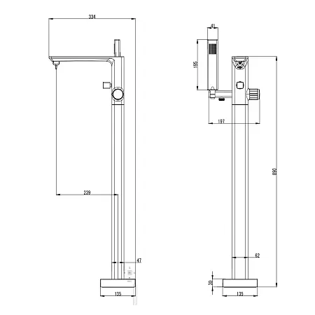 PIANO Отдельно стоящий смеситель для ванны,хром
