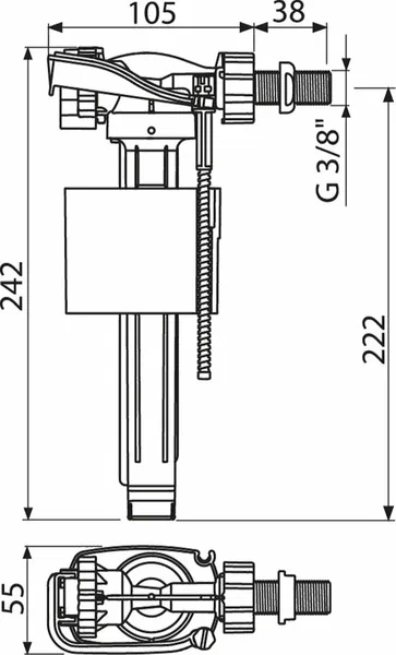 Впускной механизм боковой  3/8" AlcaPlast (75/1) A15-3/8" Магазин сантехники Нижний Новгород