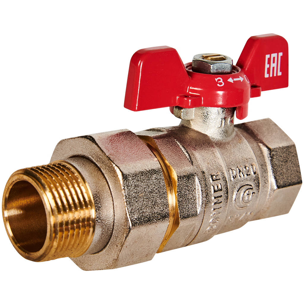 Кран шаровой с американкой, ВР/НР, ручка бабочка  3/4" ROMMER ГОСТ