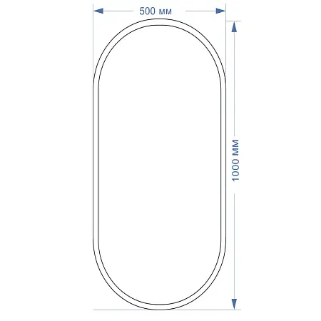 AZARIO зеркало Виола-лофт 500*1000 сенсор выкл, рама пластик, гор-вер
