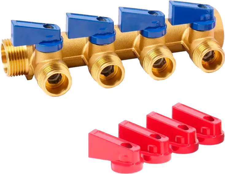 Коллектор с шар. краном 3/4"х1/2"м - 4 вых. без цанг "ViEiR"(50/1шт)