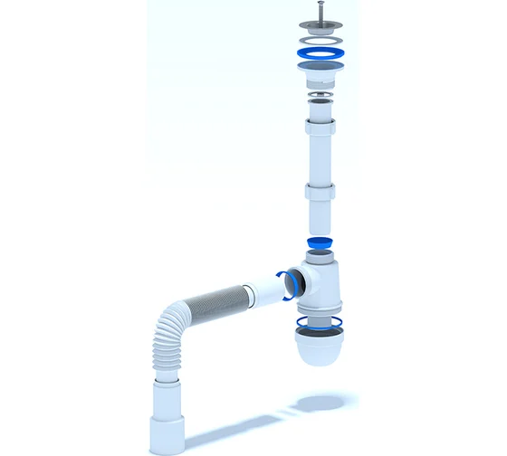 Сифон для умыв 1 1/4"х 40 винт 85мм с гибкой трубой х40/50 АНИ Пласт (30/1)