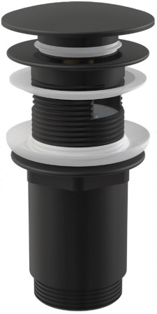 A392 BLACK Водослив д/умывальника A392 BLACK click/clack 5/4",большой черной заглушкой(с переливом)