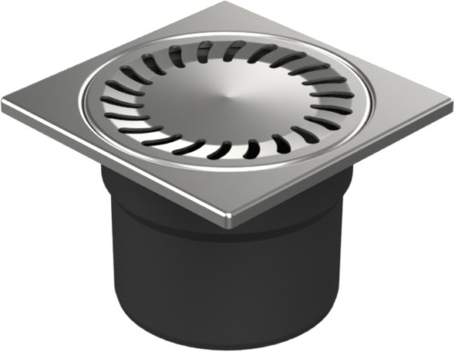 323 N-с  Трап прямой - сетка из нерж. стали черный 150х150 DN 110 (DNS110N)(9/1)