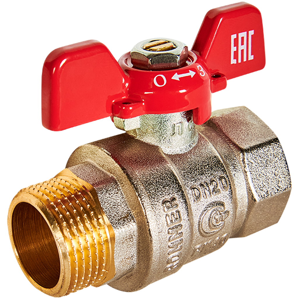 Кран шаровой, ВР/НР, ручка бабочка 3/4" ROMMER ГОСТ