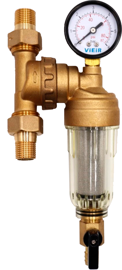 Фильтр свободного вращения с манометром 1/2" для холодной воды (VIEIR)