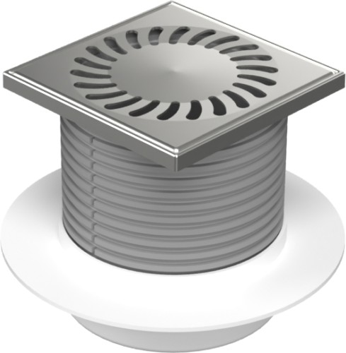 420L Трап прямой с фартуком регулир- сетка из нерж. стали 122х122 DN 50 (PV50N-L2)