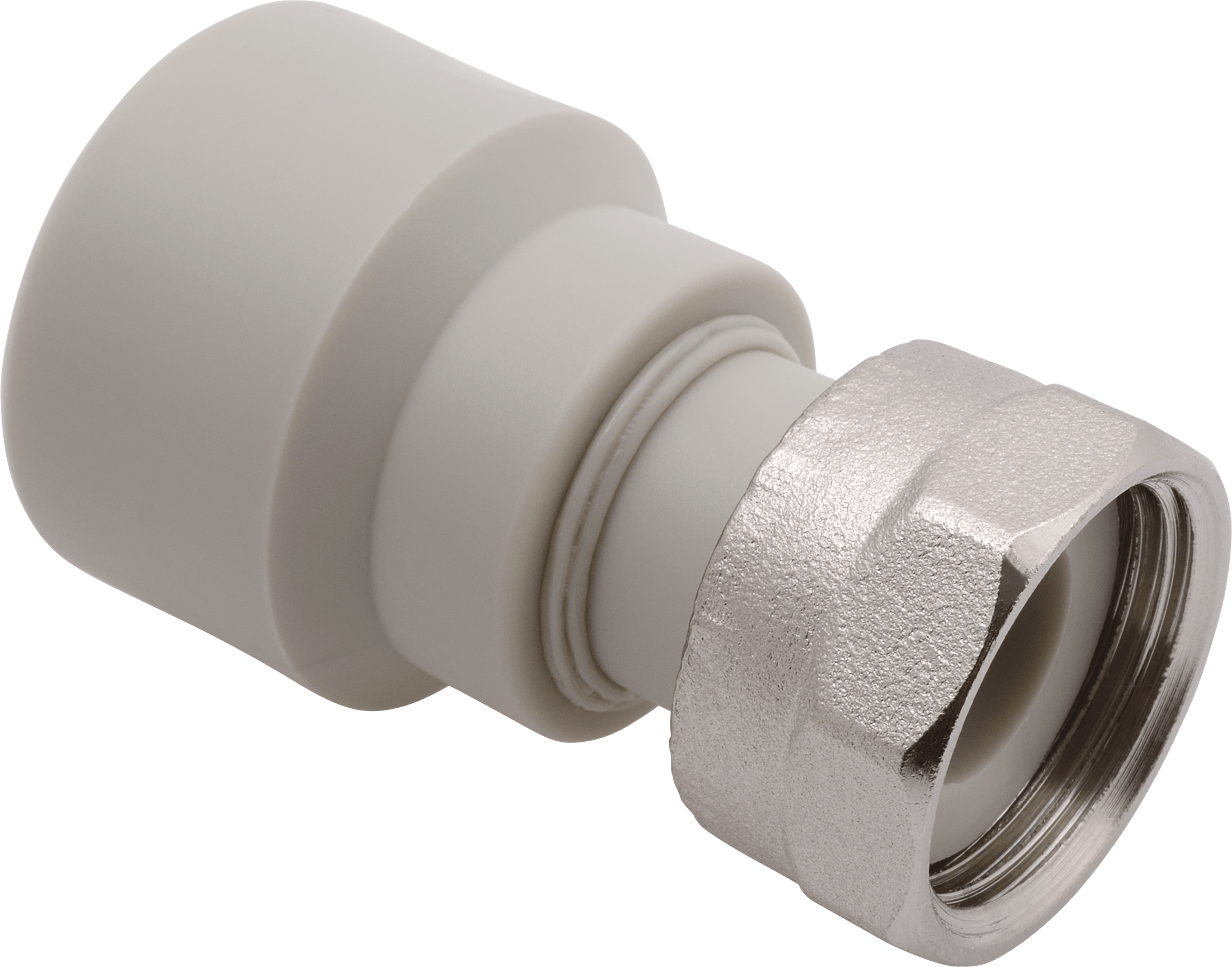 Патрубок (муфта) переход.пласт.с н/гайкой (FV-plast)