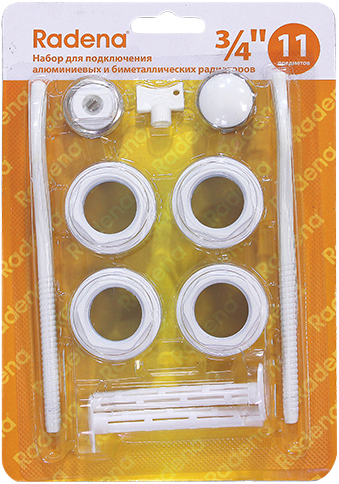 Комплект подключения радиатора с двумя кронштейнами (силиконовая прокладка)