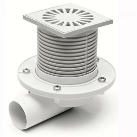 410  Трап боковой регулир с фланцем - пластиков сетка  100х100 DN50 (PVB50P-PR1)