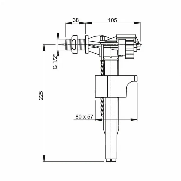 Впускной механизм боковой 1/2" с мет.резьбой  AlcaPlast  (75/1) A16-1/2" Магазин сантехники Нижний Новгород