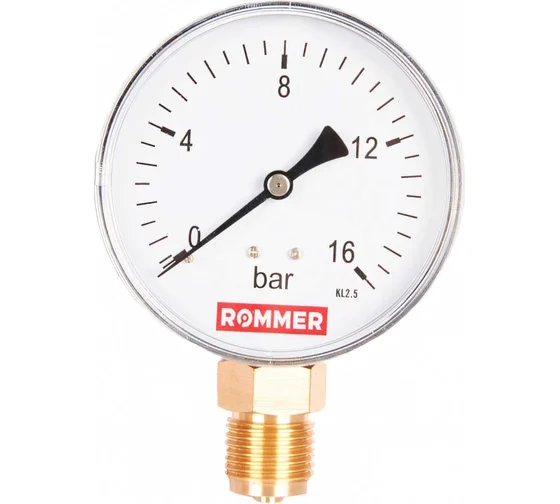 Манометр радиальный  0-16 bar 80мм 1/2" ROMMER