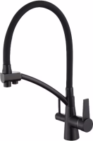 Смеситель для кухни V150-07 F с фильтром, черный, гибкий излив ViEiR