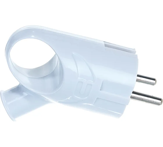 Вилка угловая с ушком с заземлением белая (16 А; 250 В ) "UNIVERSAL" (А112)