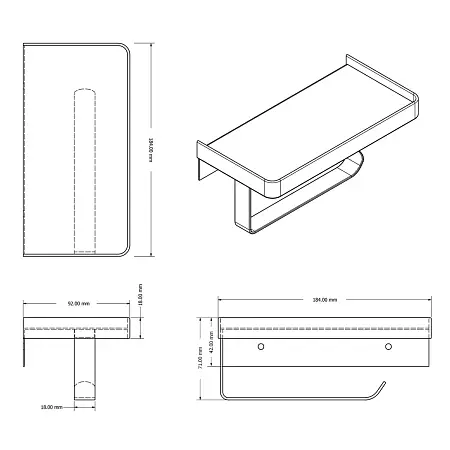 ALTRE Бумагодержатель с полкой для телефона, хром Магазин сантехники Нижний Новгород