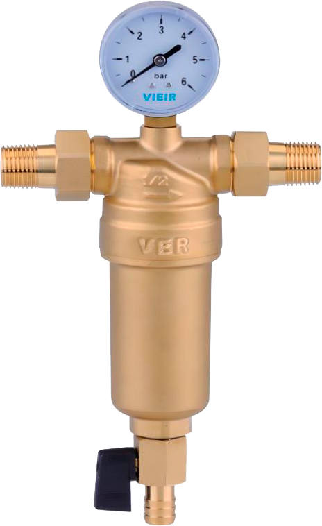 Фильтр с манометром  1/2" для горячей воды металл VIEIR 
