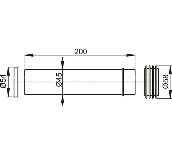 М901 Трубка верхняя д/ инсталяции ( диам.=45мм ,L=200мм+2 прокладки) M901 Магазин сантехники Нижний Новгород