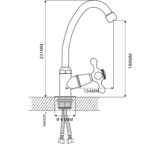 Моно смеситель с гайкой E41008 