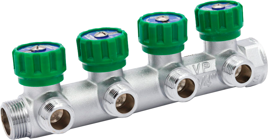 Коллектор регулирующий плоский и 3/4-16-4 вых."VER-PRO"(25/1шт)