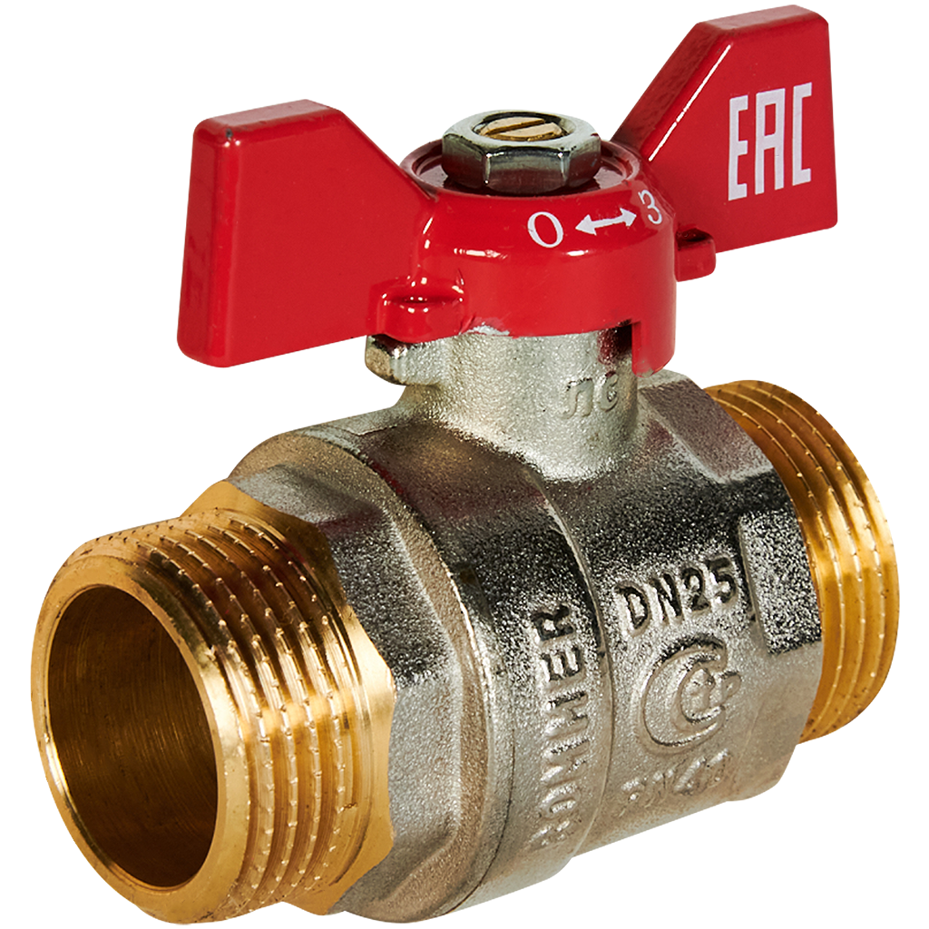 Кран шаровой, НР/НР, ручка бабочка 1" ROMMER ГОСТ