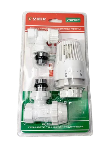 Комплект терморег.1/2" УГЛОВОЙ цв.Белый (VIEIR)