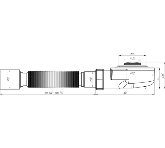 Сифон для душ.поддона1 1/2" h53мм клик-клак,сетка АНИ Пласт (10/1)