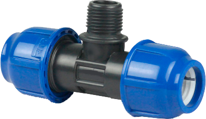 Тройник ПНД компрессионный PN16 d25x1/2"  наружн.резьба   РТП