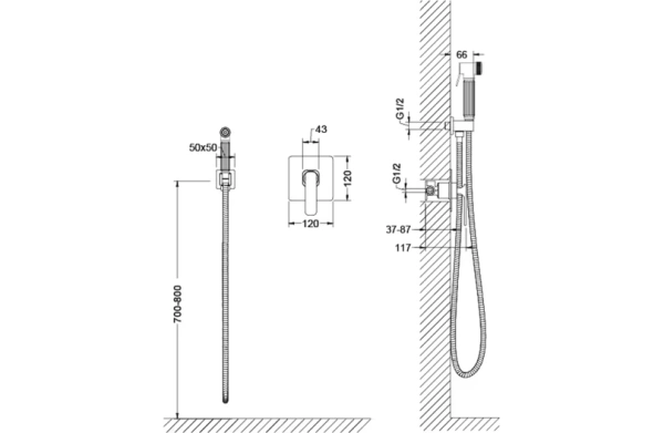 Смеситель для скрытого монтажа с гигиеническим душем Torne 4389/02 SM Antigue Магазин сантехники Нижний Новгород