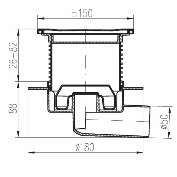 PVB50XN-L4 50 нерж.боковой регулир 150х150 с фартуком НЕПТУН (8/1) Магазин сантехники Нижний Новгород