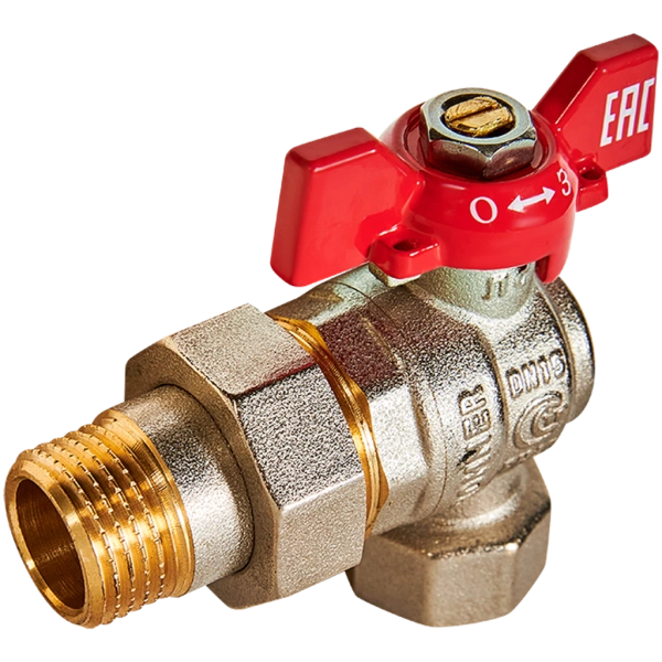 Кран шаровой угловой с американкой, ВР/НР, ручка бабочка  1/2" ROMMER ГОСТ