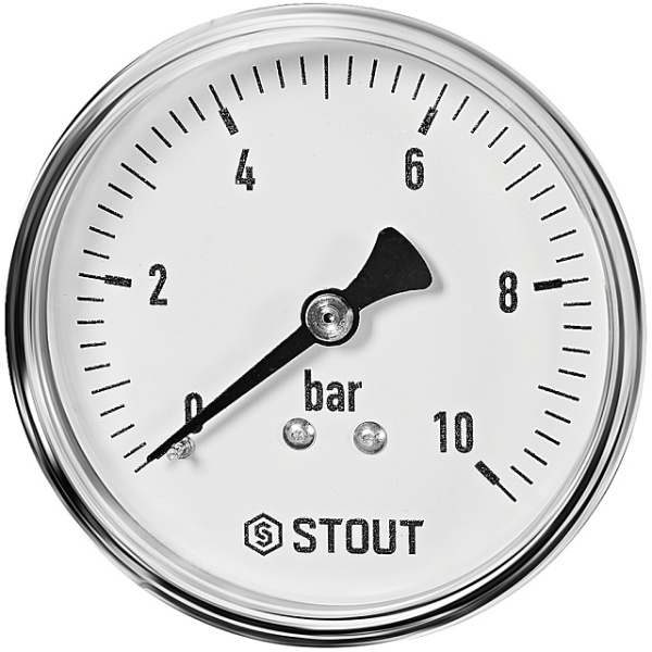 Манометр аксиальный. Корпус Dn 63 мм 1/4 , 0...10 бар, кл.2.5 STOUT 