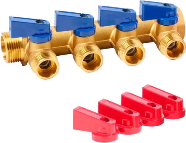 Коллектор с шар. краном 3/4"х1/2"м - 4 вых. без цанг "ViEiR"(50/1шт)