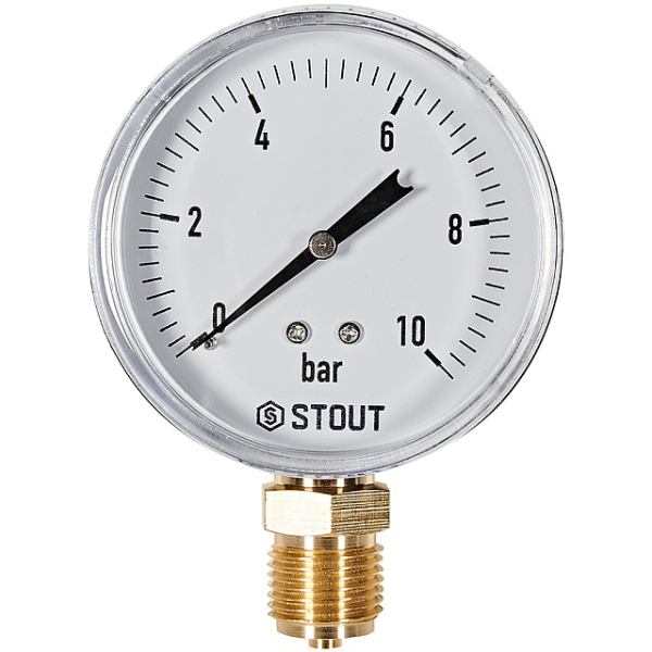 Манометр радиальный. Корпус Dn 80 мм 1/2 , 0...10 бар, кл.2.5 STOUT 