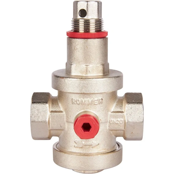 Редуктор давления поршневой PN25 вн/вн 3/4" с выходом под манометр ROMMER