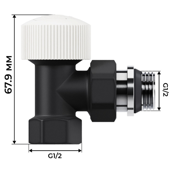 Набор термостатический угловой Royal Thermo Design 1/2"М30х1,5 (Черный) 