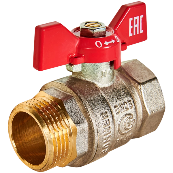 Кран шаровой, ВР/НР, ручка бабочка 1" ROMMER ГОСТ