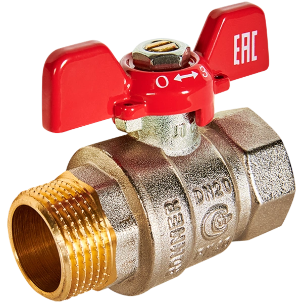 Кран шаровой, ВР/НР, ручка бабочка 3/4" ROMMER ГОСТ