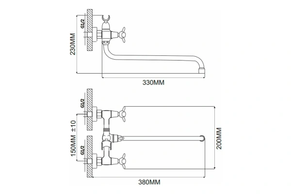MN2212 Смеситель д/ванны длинный излив (комплект) хром Магазин сантехники Нижний Новгород