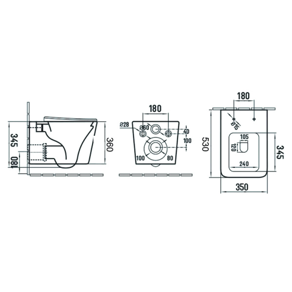 AZ-2216 Azario NOVA Унитаз подвесной безободковый в комплекте (505*350*345) Магазин сантехники Нижний Новгород