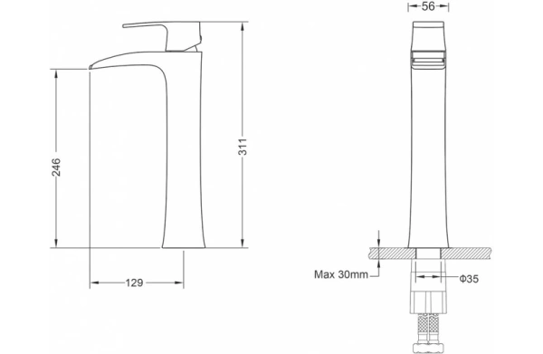 Р4211/00 F Смеситель для раковины Lumi 4211/00 Chrome (высокий)