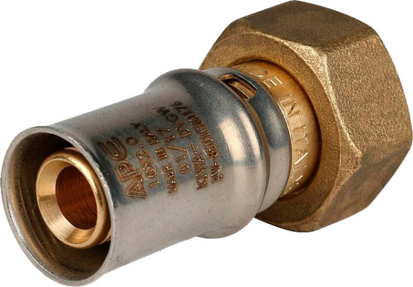 ПРЕСС переходник с нак. гайкой (евроконус) 16х1/2" (Stout)