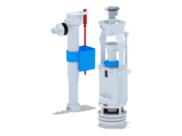 Набор д/унитаза 1/2" с боковой подводкой с пласт. штуцером, кнопка хром АНИ Пласт