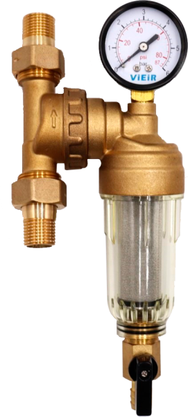 Фильтр свободного вращения с манометром 1/2" для холодной воды (VIEIR)