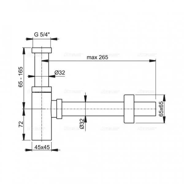 Сифон хром с н/г 5/4" DESIGN граненый латунь  AlcaPlast A401