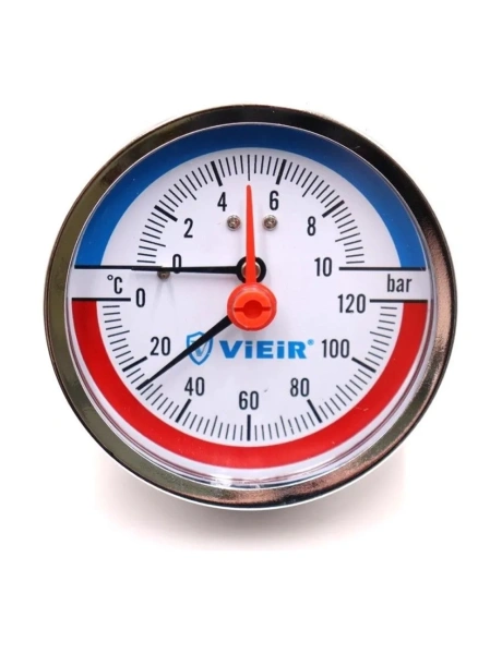 Термоманометр (горизонт.)  10 БАР "ViEiR"