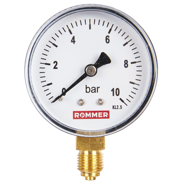 Манометр радиальный  0-10 bar 63мм 1/4" ROMMER