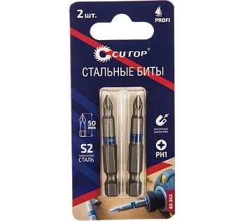 Биты стальные, 2 шт., CUTOP Profi, PH1, 50 мм (CUTOP)