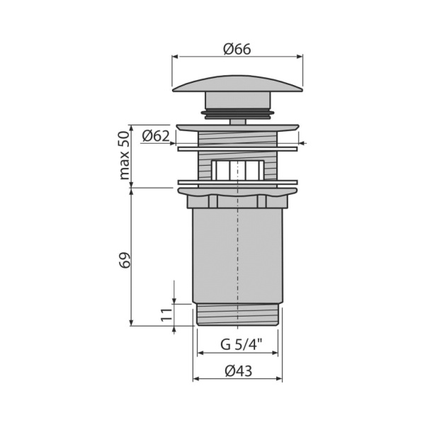 A392 Водослив д/умывальника click/clack 5/4"с большой заглушкой (с переливом) Магазин сантехники Нижний Новгород