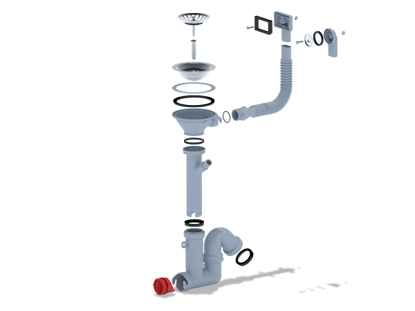 31/2"*40 Сифон Ани прямот.c отв.стир.маш.с гиб.кр.и прям.перел (9-80301) Магазин сантехники Нижний Новгород