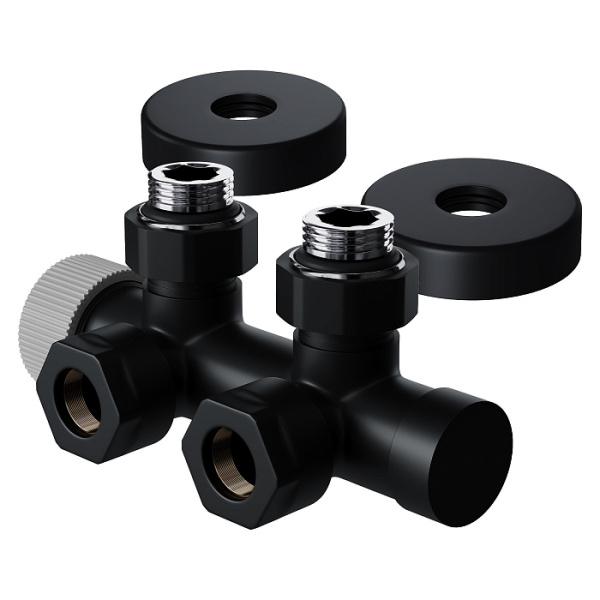 Узел нижнего подключения термостатический угловой Royal Thermo Design Pro 15мм М30х1,5 (Черный)